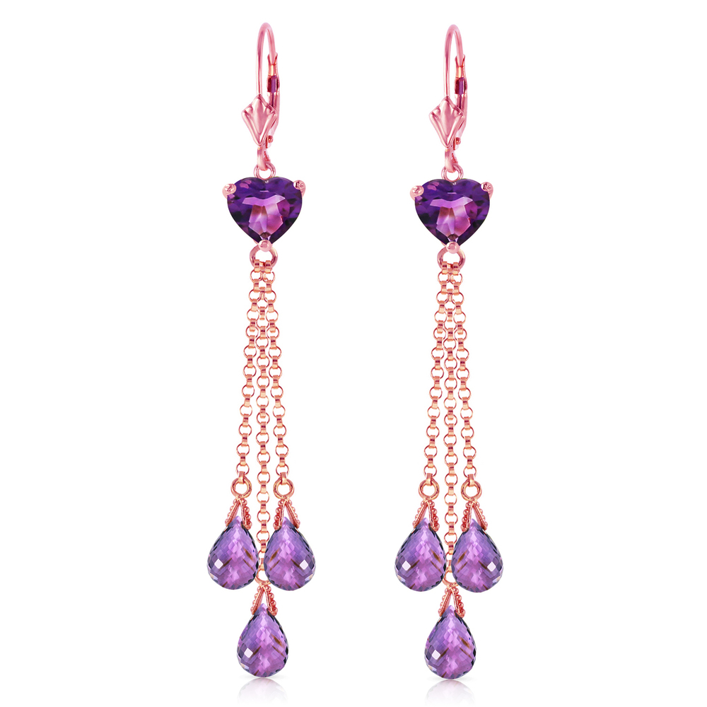 14K. GOLD CHANDELIER EARRING WITH BRIOLETTE AMETHYST (Rose Gold)